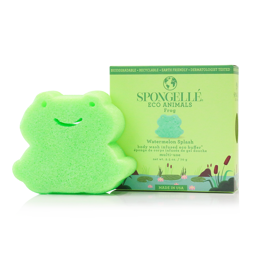 Spongellé | Valentines Day Gifts | Easter Gifts - Wholesale Body Wash/Shower Gel - Kids & Baby - Frog Eco Animals Kids Body Buffer | Made in USA  Sustainable1