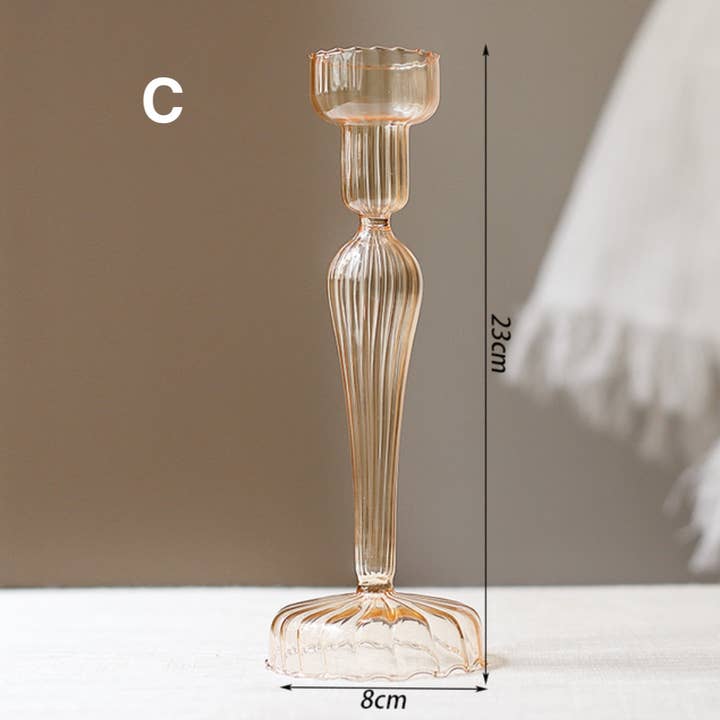 IVORE.GROUP - Wholesale Candle Holder - Vintage Style Glass Candlestick Holder