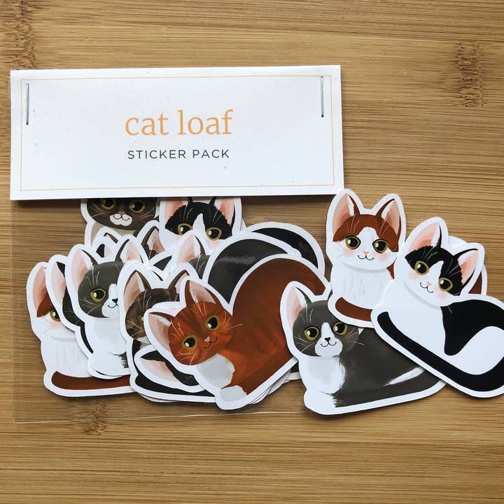 Katzen-Laib-Aufkleber-Pack 16pc für den Großhandel von RachIllustrate