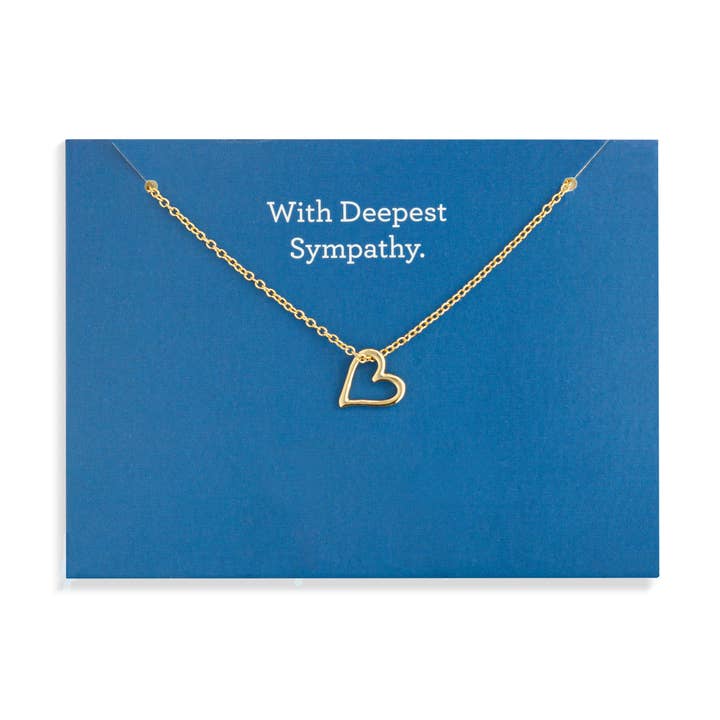Sympathy Floral Card and Gold Heart Necklace - 16in for wholesale by DEMDACO