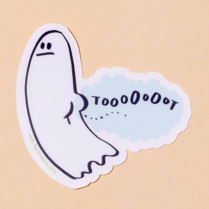 Pegatina de vinilo de fantasma Tootin' de Halloween - Fabricada en EE. UU. para venta al por mayor de And Here We Are