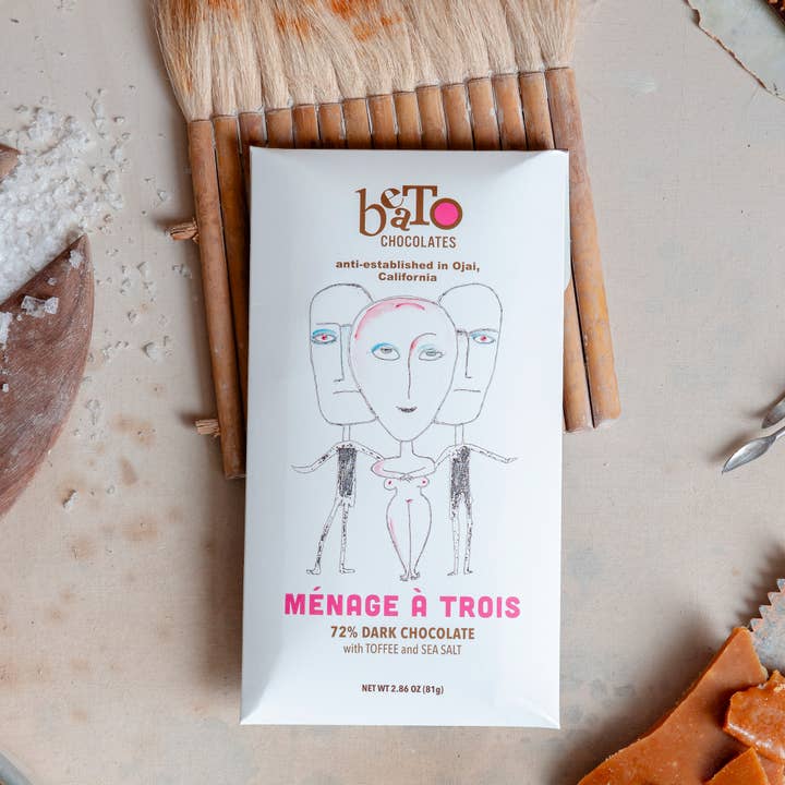 Menage A Trois Chocolate Bar (75g/2.64oz) for wholesale by Beato Chocolates