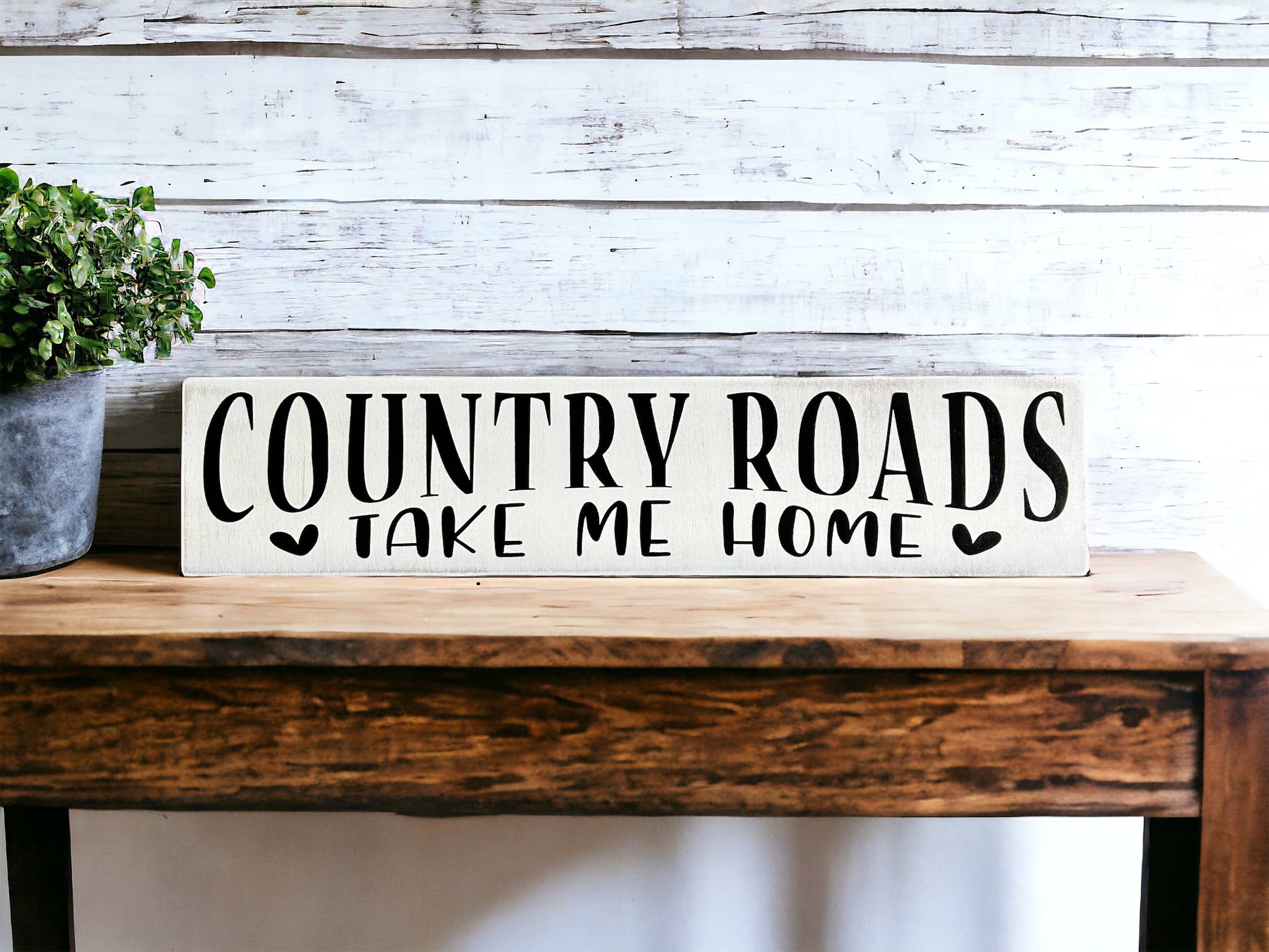 Inkwood Crafters - Wholesale Sign - Country Roads Take Me Home - Rustic Wood Sign Sitter0