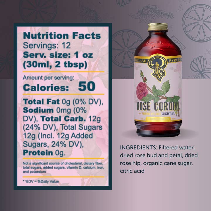 Portland Syrups - Wholesale Cocktail Mix/Syrup - Rose Cordial Syrup 12oz - cocktail / mocktail beverage mixer1