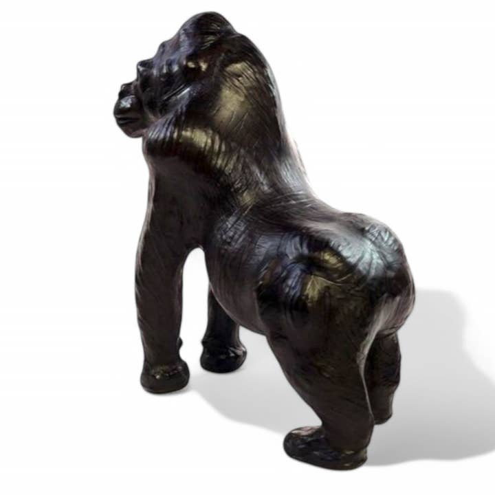 Handmade Leather Gorilla Statue | Eco-Friendly Wildlife Decor | Indian Artisan Animal Figurine for wholesale by Something wild