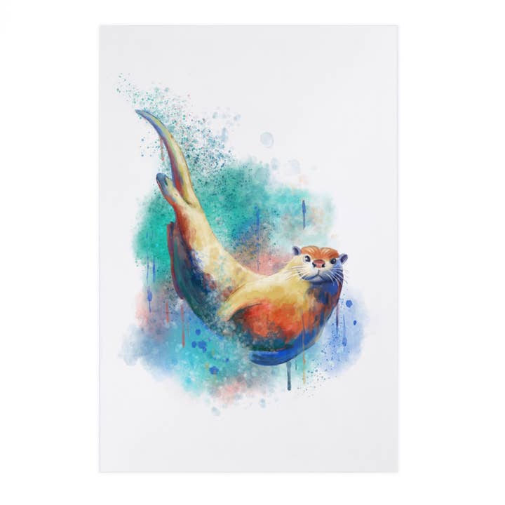 Lantern Press - Wholesale Postcard - PREMIUM POSTCARDS River Otter, Watercolor