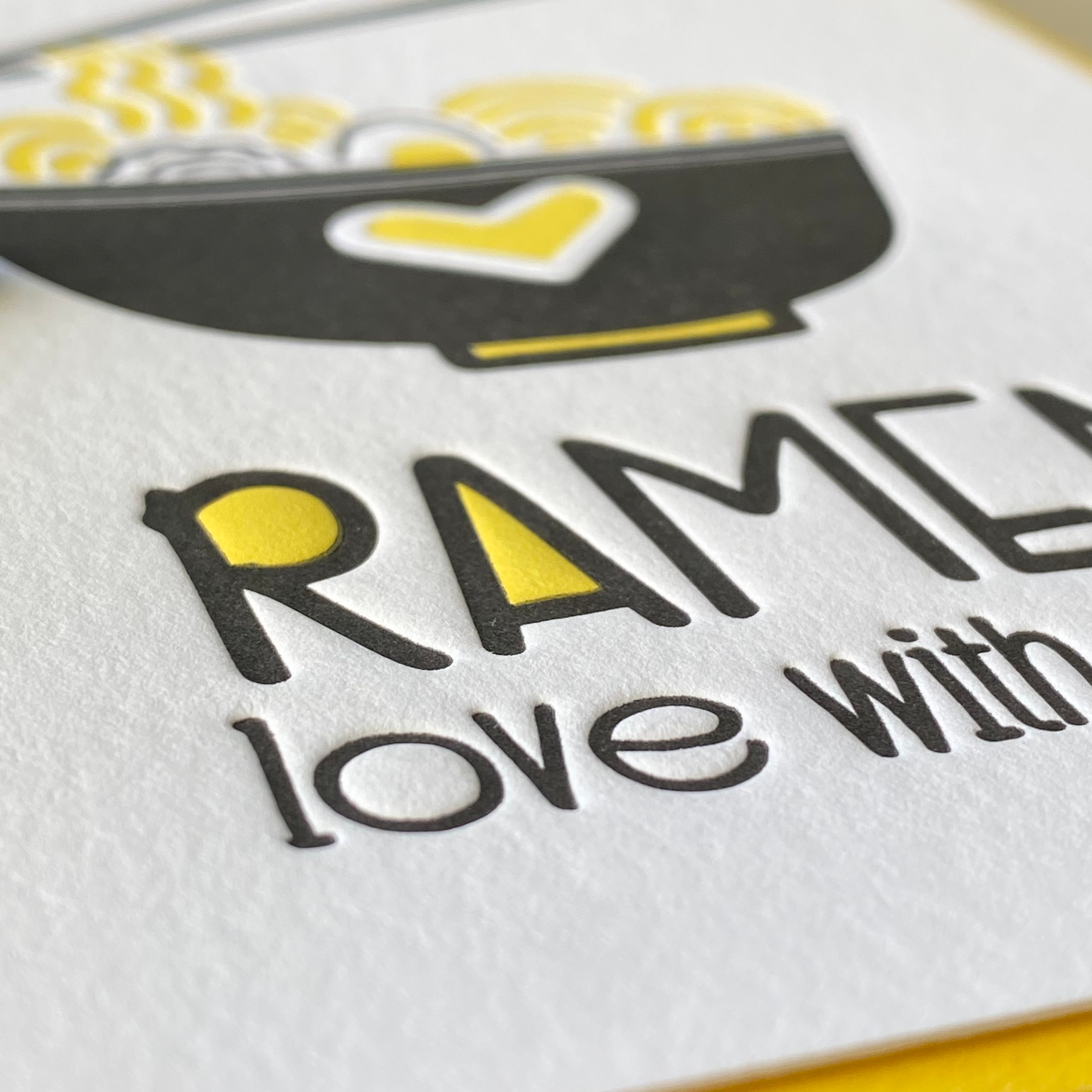 Kiss and Punch - Wholesale Valentine's Day Card - Ramen Love With You Pun Valentine's Day Letterpress Card1