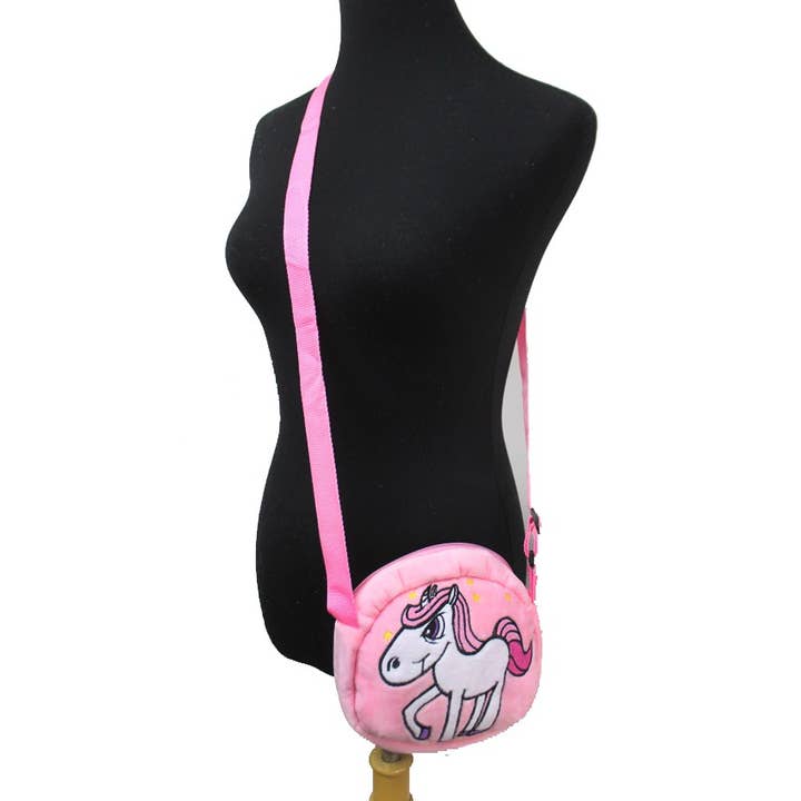 Cap Zone – wholesale Axelväska - Dam – Unicorn Broderade plysch runda Cross Body Väskor