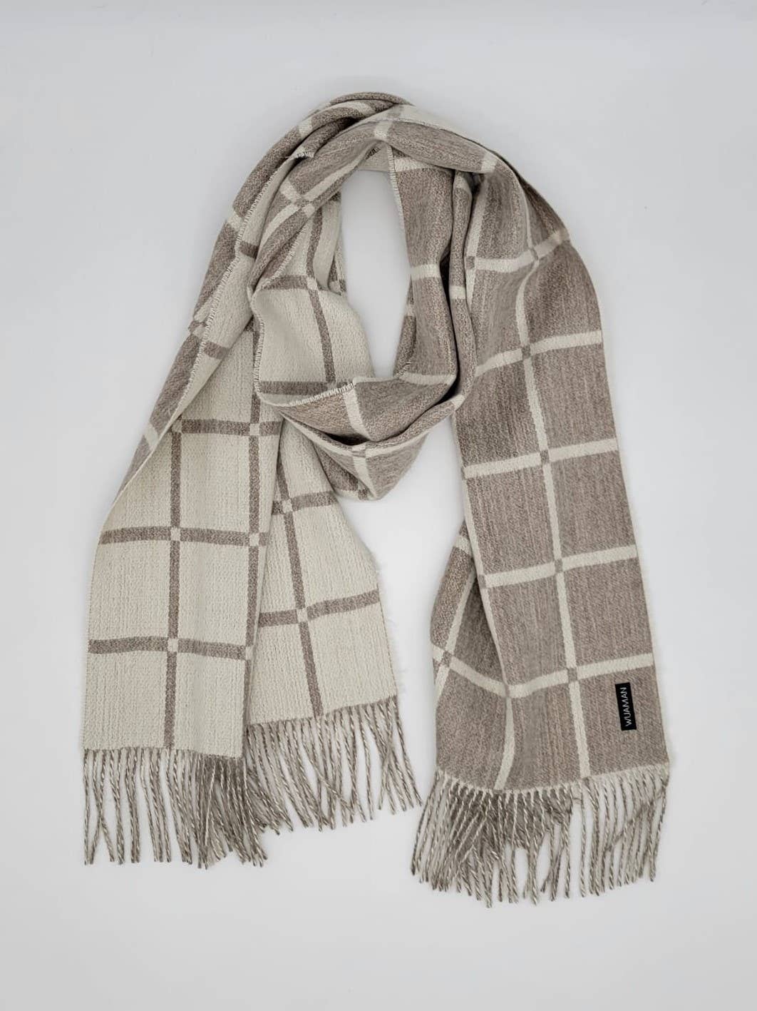 WUAMAN - Alpaca - Wholesale Scarf - Women's - Baby Alpaca Scarf | Checkered Design | Reversible | Fall4