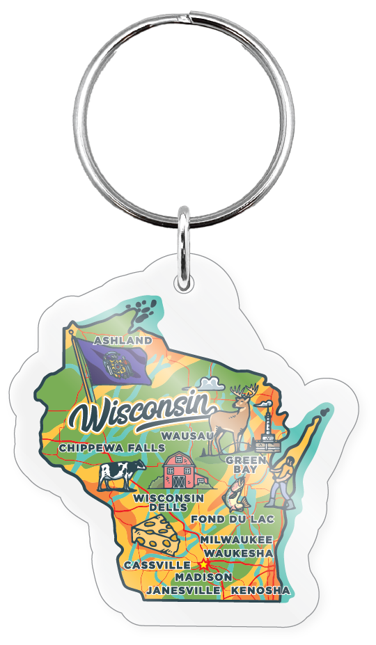 Morris Magnets - Wholesale Keychain - Unisex - Keychain - Wisconsin Across America 2.00