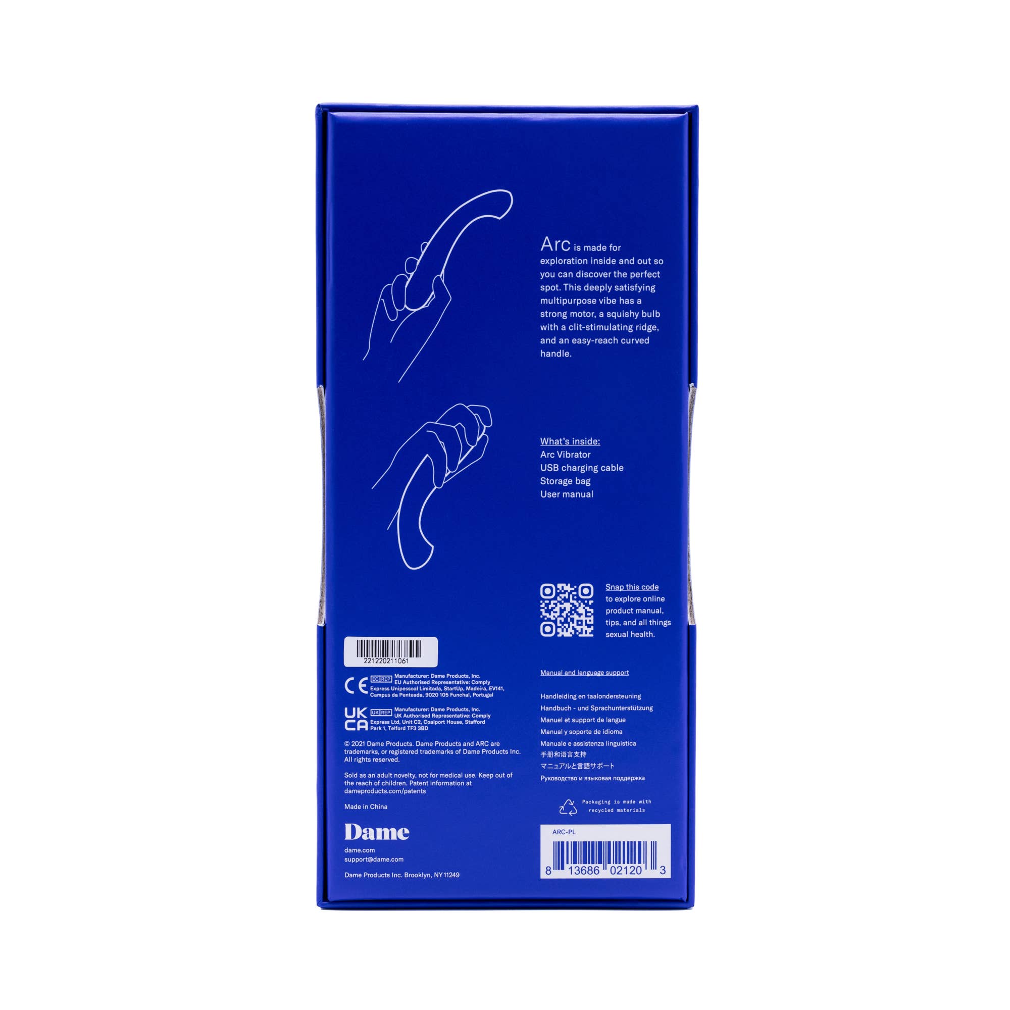 Dame Products - Wholesale Sex Toy - Arc Vibrator - Ice | G-Spot & Clitoral Stimulation5