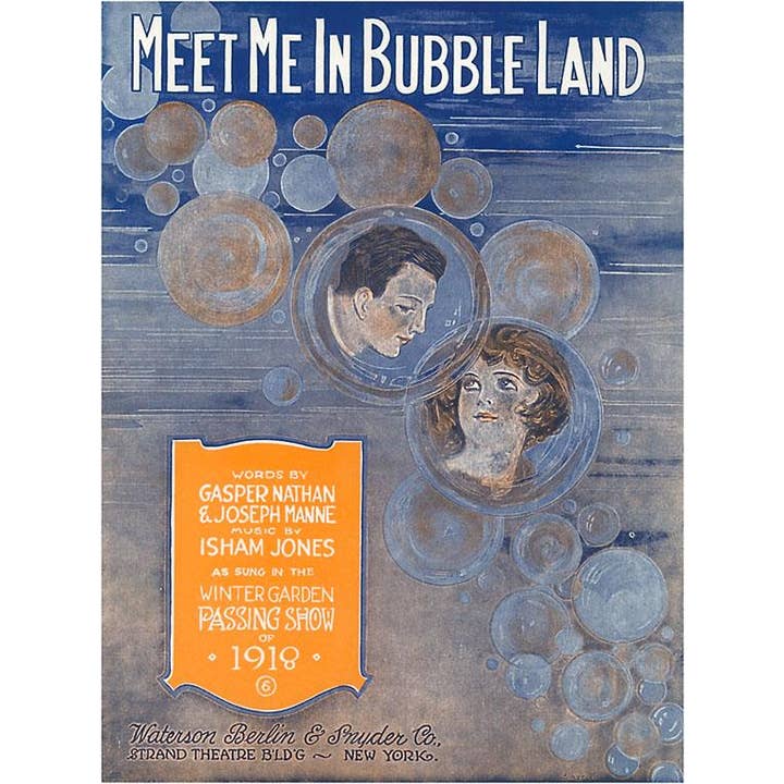 Art Print AM-717 Sheet Music for Meet Me in Bubble Land for wholesale by Found Image Press