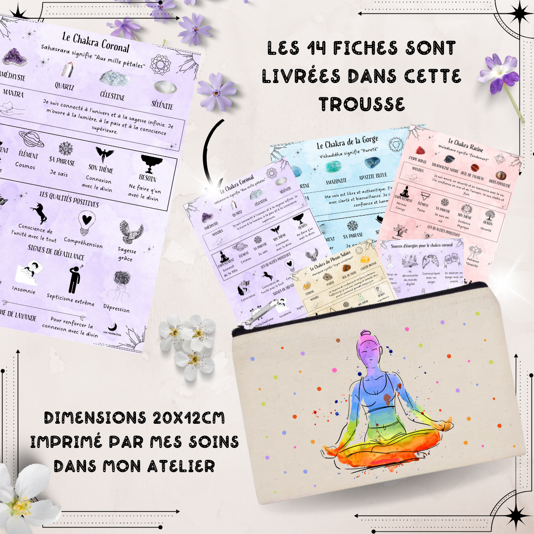 Les Moonettes - Wholesale Stationery/Notecard Set - 12 chakra and lithotherapy cards Les Moonettes + pouch5