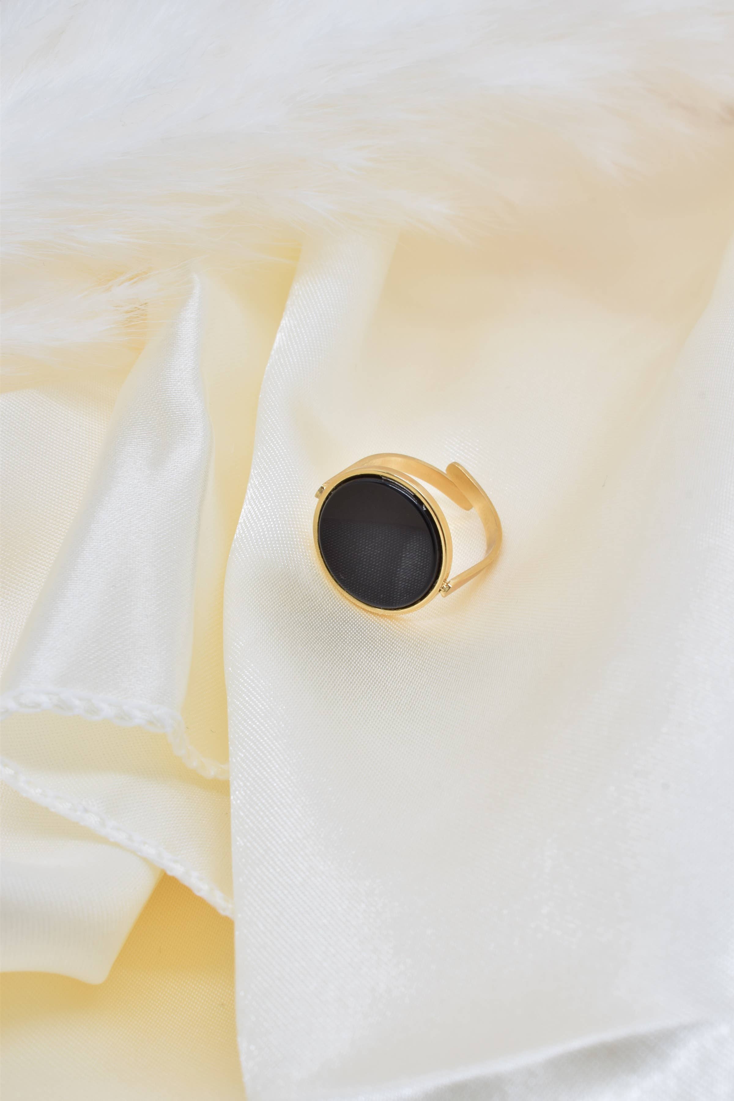 Kapyco – Großhandel Cocktail-/Statement-Ring – Verstellbarer Ring aus Edelstahl in Gold- oder Silberoptik mit Perlmutt oder Natursteinen5