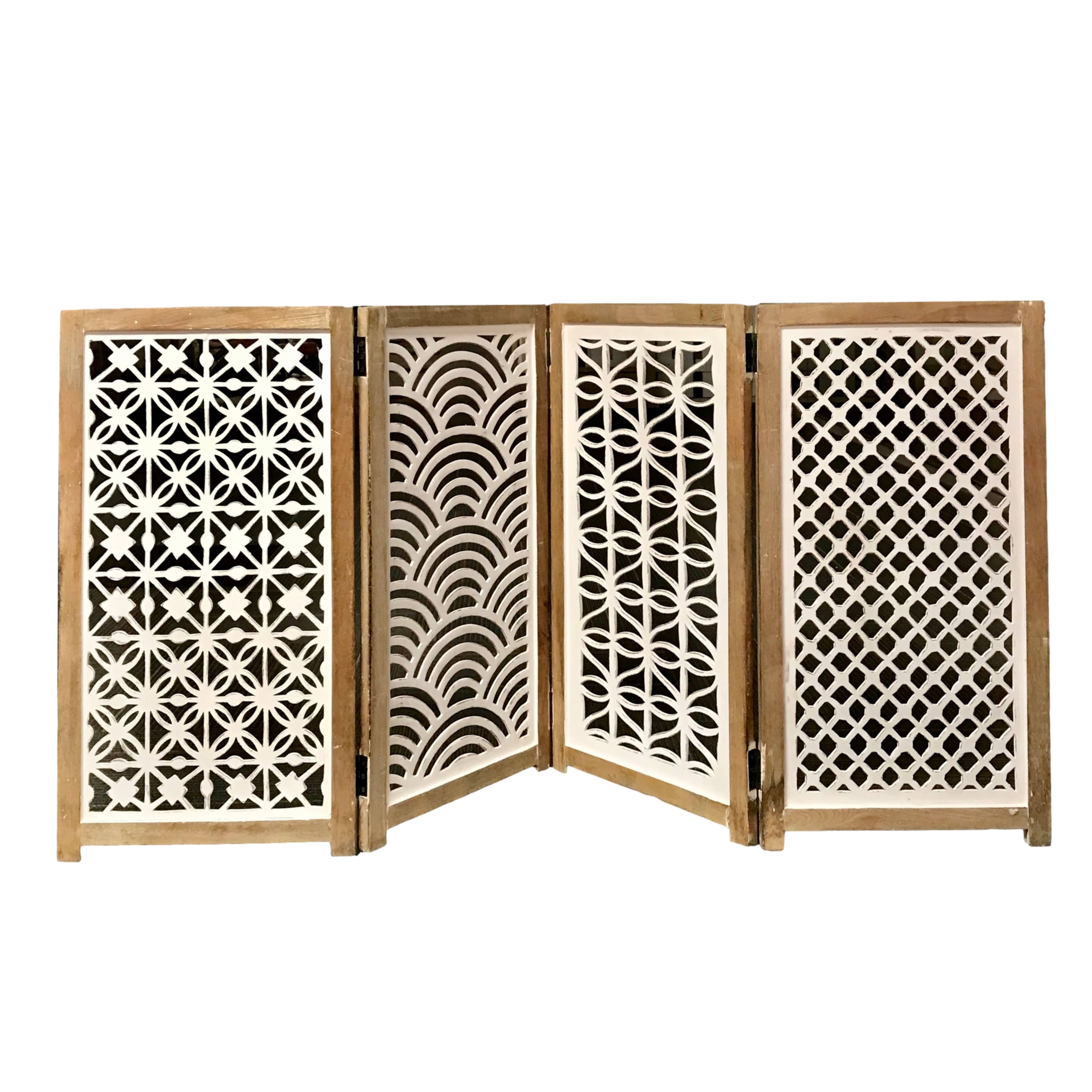 Wilco Home - Wholesale Decorative Panel - Hand-Carved Wood Charcuterie Screen-White Washed Finish1