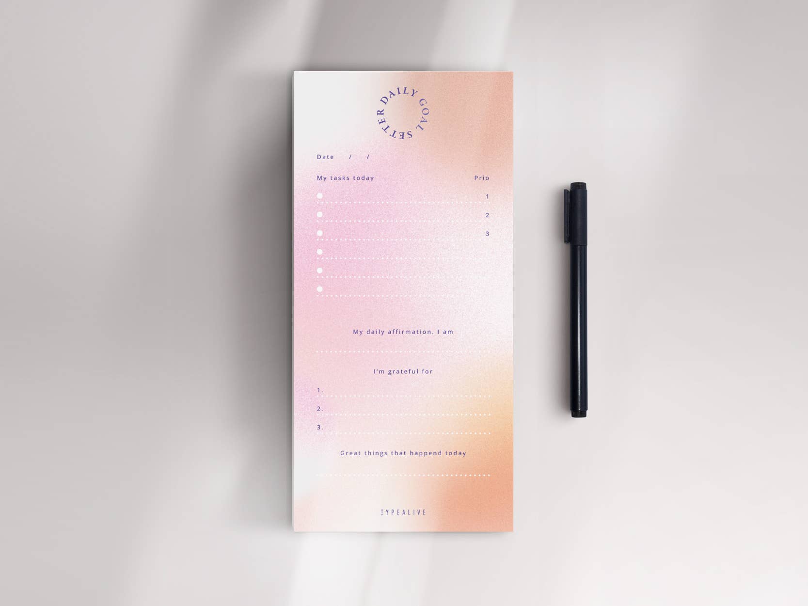 typealive – Großhandel Notizblöcke – Notizblock "schmal" / Daily Goals1