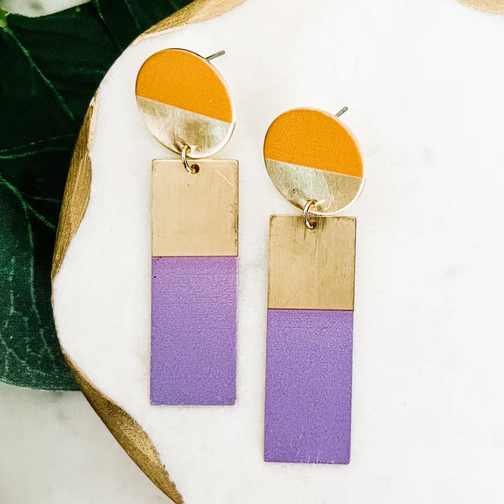 Art Deco Rectangle Dangle Earrings for wholesale by Lou & Co