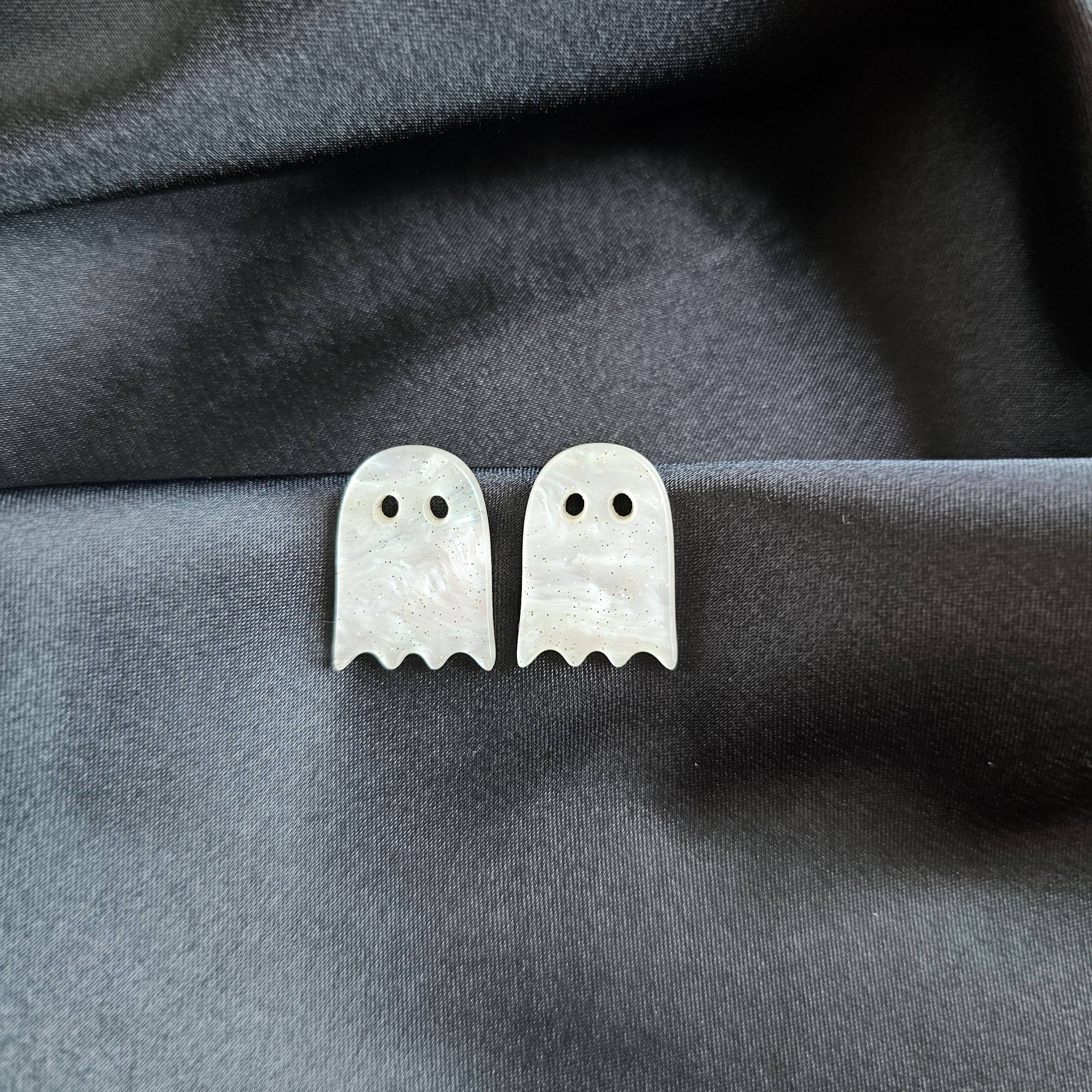 Spiffy & Splendid - Wholesale Stud/Post Earrings - Ghost Studs - White Shimmer // Jewelry, Earrings, Halloween7