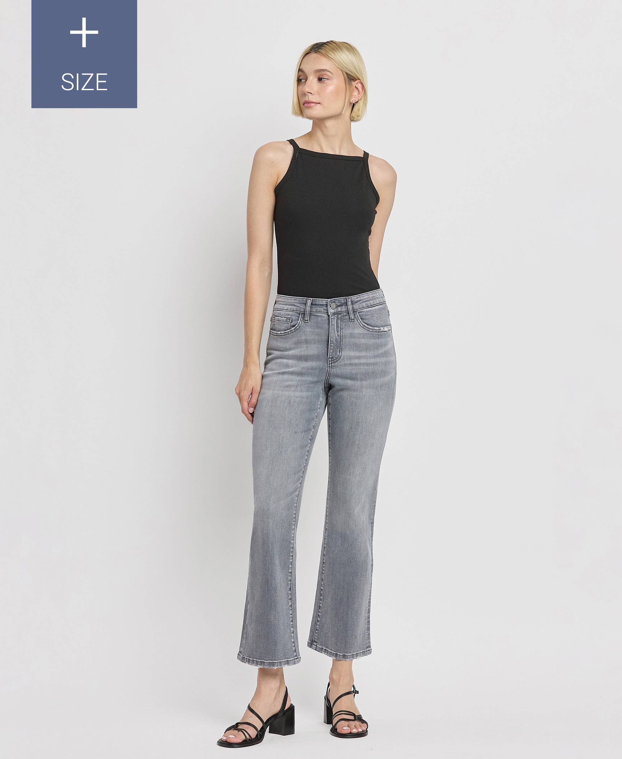 MERGULHO ALTO JEANS PLUS SIZE COM CORTE NO TORNOZELO DE ALTA ALTURA T6413-P para venda a revendedores na Faire10