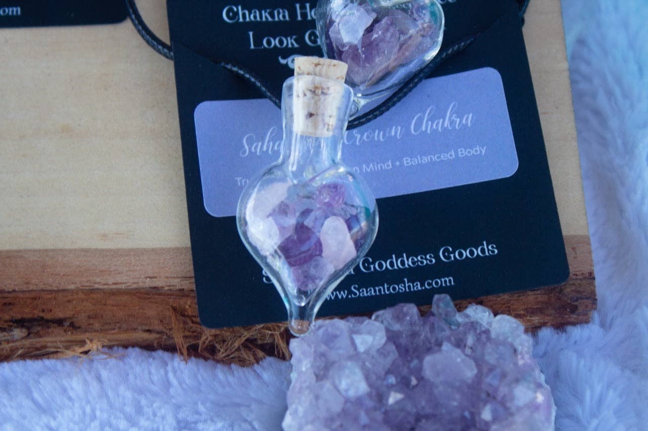 Saantosha Goddess Goods - Venta al por mayor Collar de aromaterapia - Collar de aromaterapia de rosa, melisa y amatista0