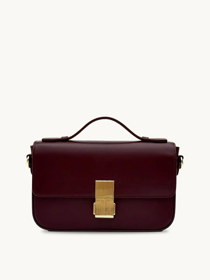 The Flora Burgundy Leather Bag for wholesale by Apatchy London