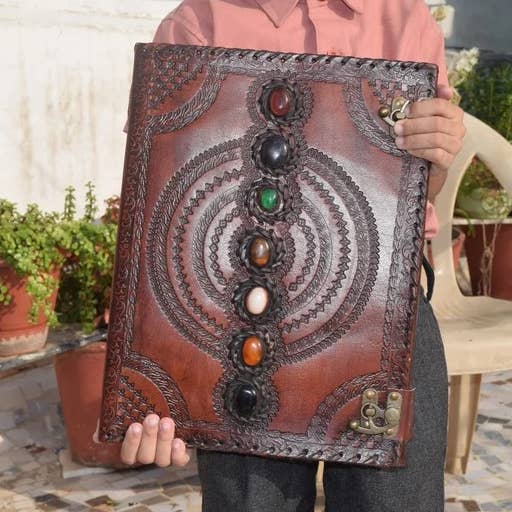 Big size 7 stone journal book of shadows Chakra journal for wholesale by MNM HANDICRAFTS
