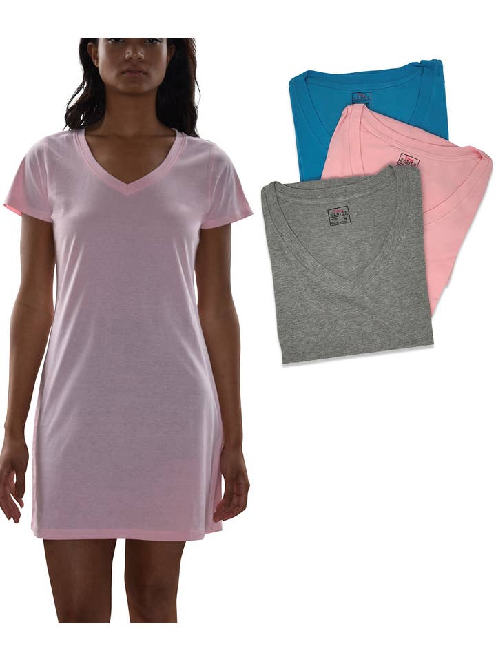 I-Wear Brands - Wholesale Sleepwear Top - Women's - 3 Pack Women's Cotton Short Sleeve Long Sleep Shirt11