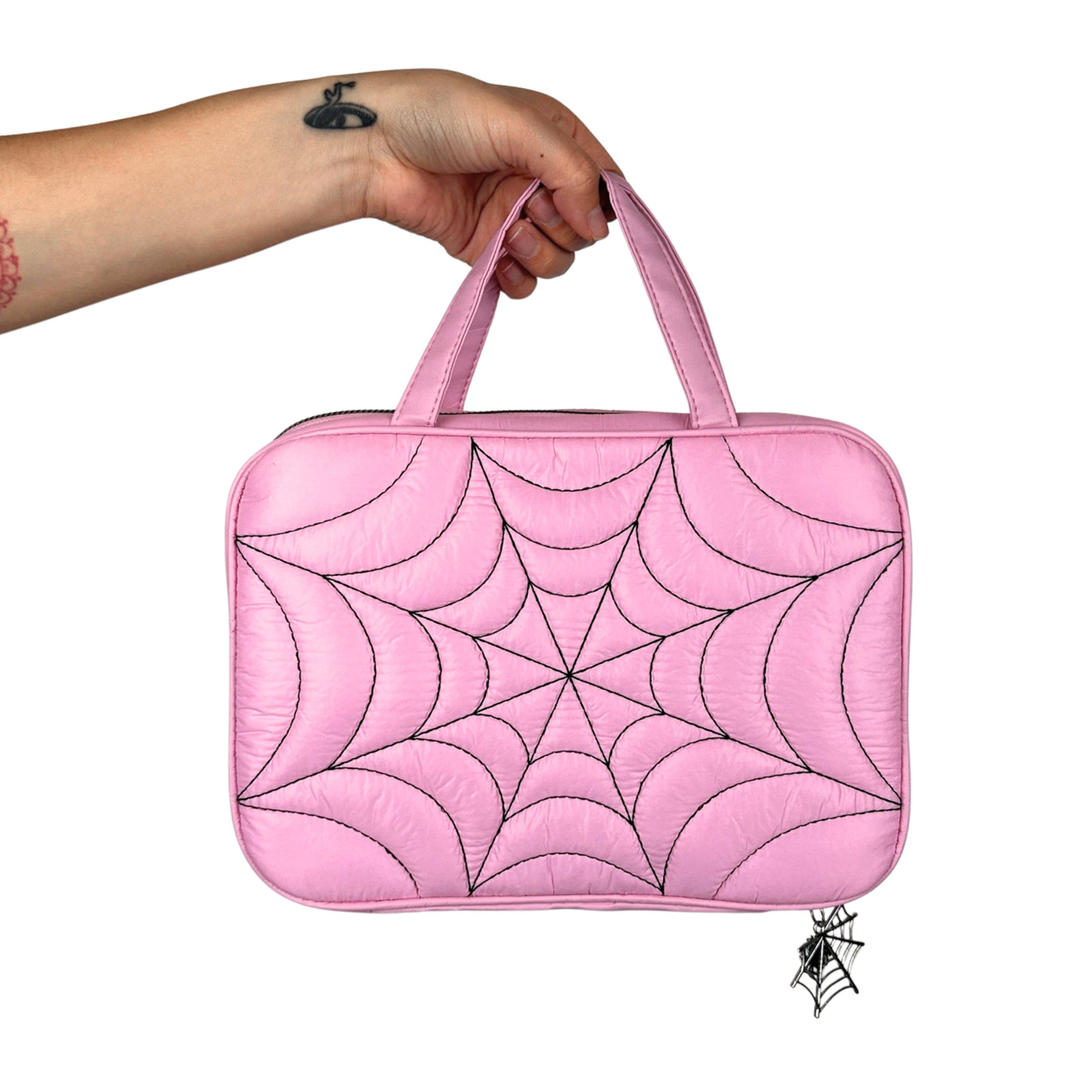 Wicked Misfit - Wholesale Toiletry Bag - Women's - Spiderweb Puff Toiletry Bags with Built in clear Organizer2