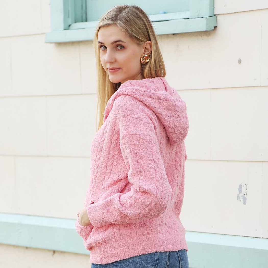 Fashion City - Vendita all'ingrosso Felpa con cappuccio - Donna - Felpa calda con cerniera monocolore tinta unita24