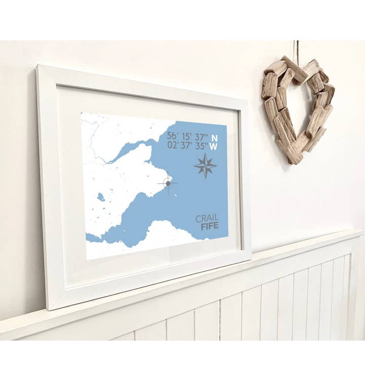 Crail Coastal Map Print for wholesale by SeaKisses