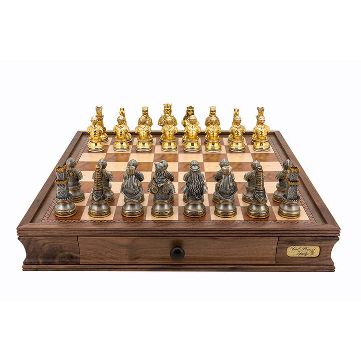 Dal Rossi Italy Medieval Warriors Chess Set with Drawers 20" for wholesale by Dal Rossi Italy