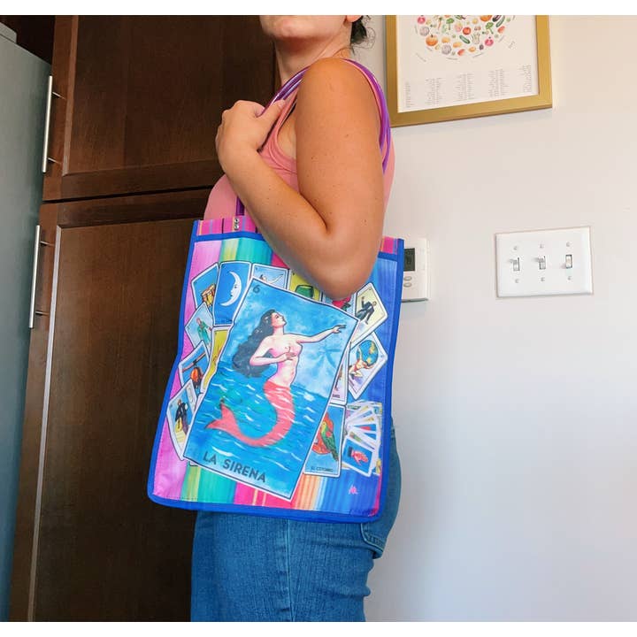 Pura Vida - Venta al por mayor Bolsa de asa- Mujer - Monedero de plástico mexicano Loteria 15 x 12 pulgadas