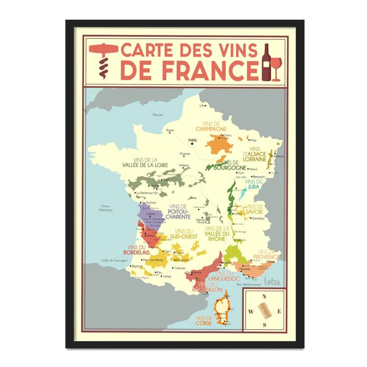 Lotza - Wholesale Poster - Show Wine Map of France1