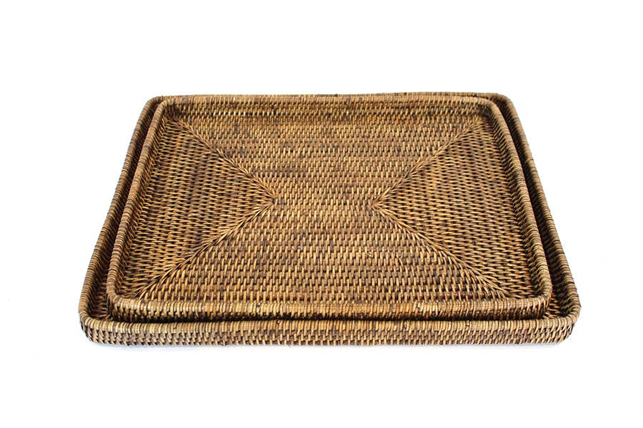 Matahari - Wholesale Serving Tray - S/2 Rectangular Trays - AB 18x13.5/16x12'0