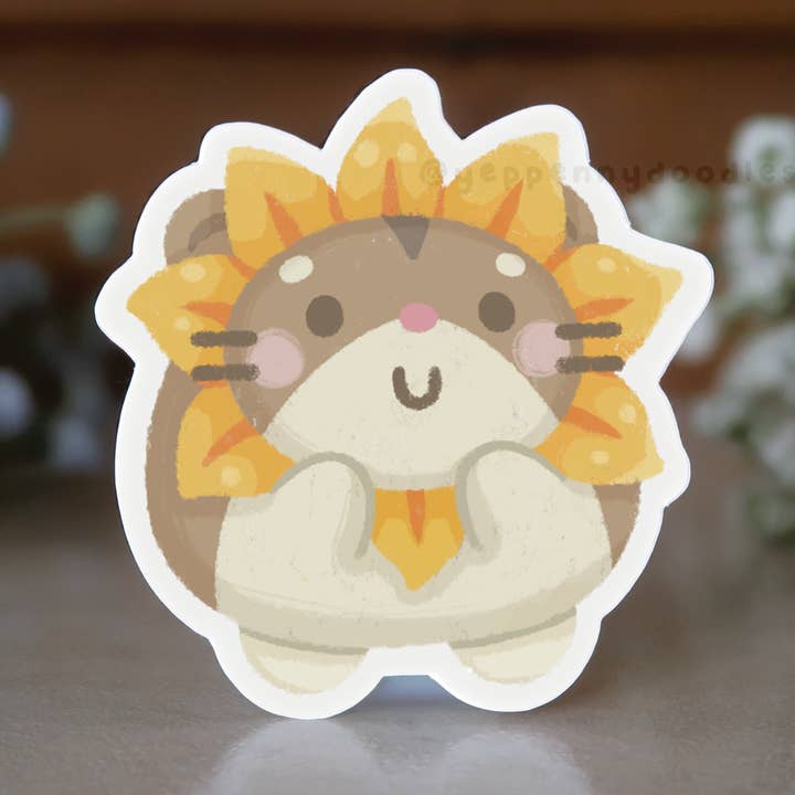 Sunflower Hamster - Sticker for wholesale by Yeppenny Doodles LLC