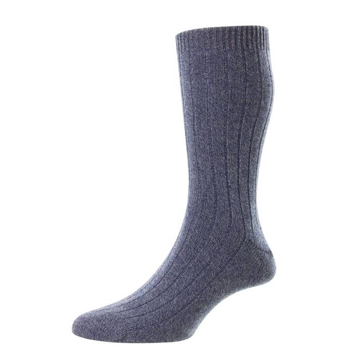 Calcetines de hombre Luxury Cashmere Home & Bed - Denim para venta al por mayor de Masters of Mayfair