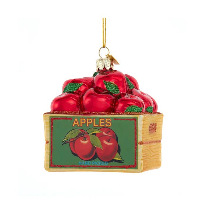 3.4" Noble Gems Apple Box Glass Ornament for wholesale by Kurt S. Adler, Inc.
