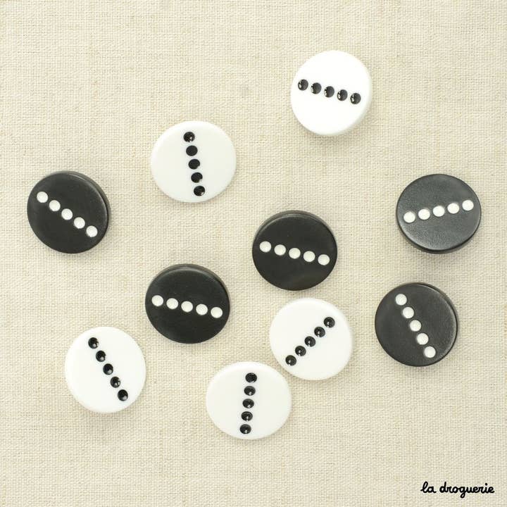 LA DROGUERIE - Wholesale Sewing Button/Snap - "Domino dot style button" 20 mm3