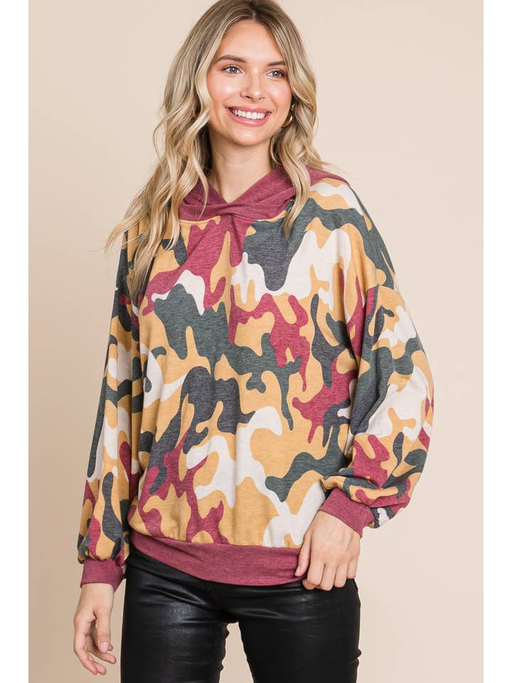 Emerald Collection - Wholesale Hoodie - Dames - ETK-8171 Army Camo hoodie met Franse badstof