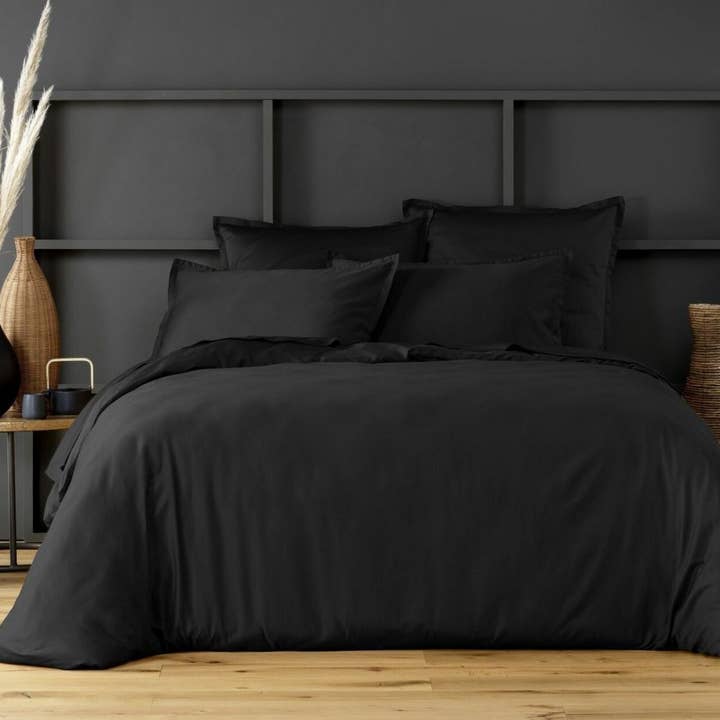 Housse de couette 220x240 Satin de Coton Noir pour la vente par Housse De Rêve