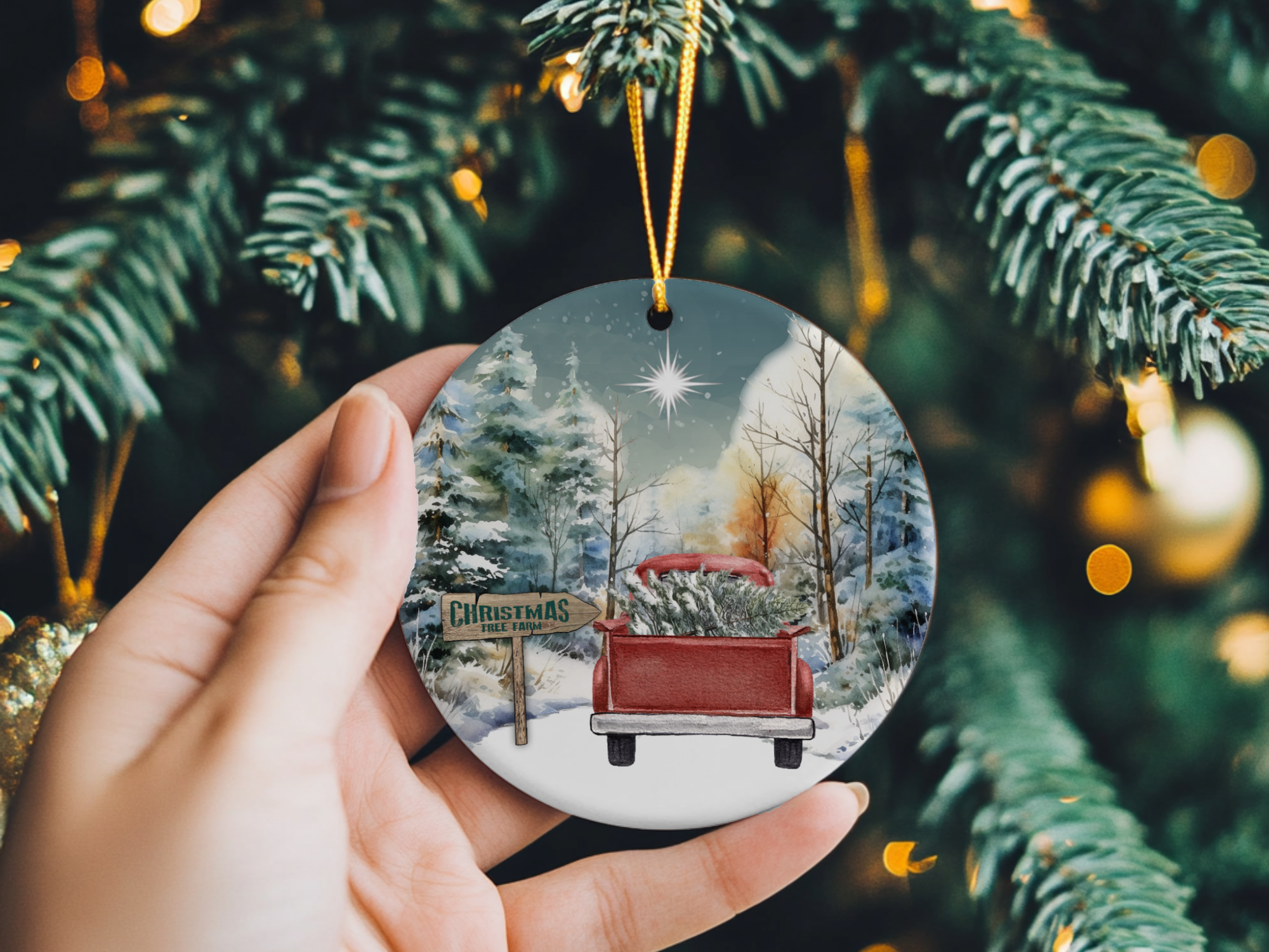 Fernville Creations - Wholesale Ornament - Personalizable Ceramic Red Truck Christmas Ornament8