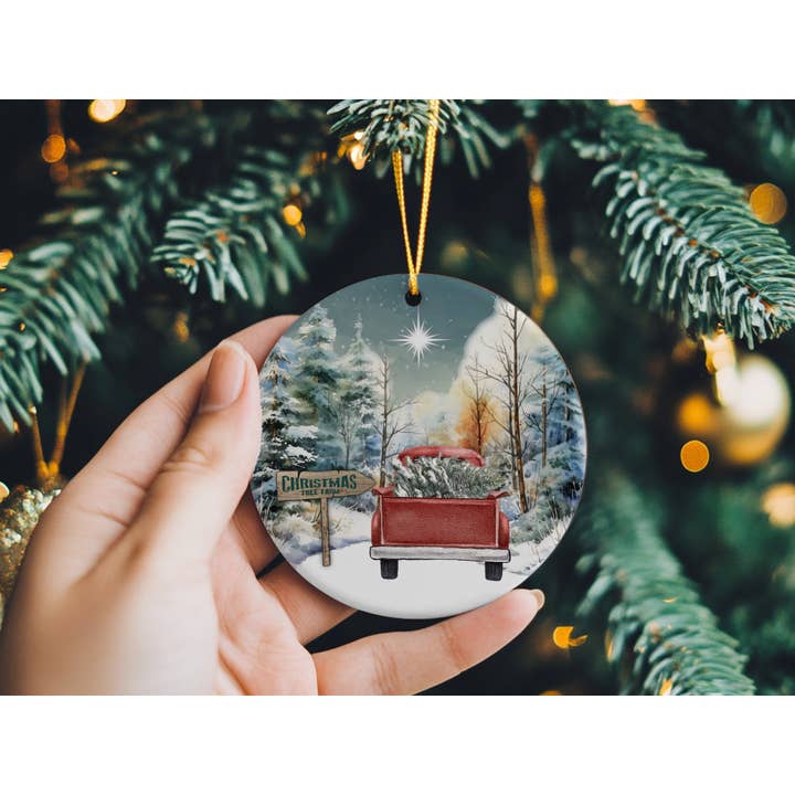 Fernville Creations - Wholesale Ornament - Personalizable Ceramic Red Truck Christmas Ornament8