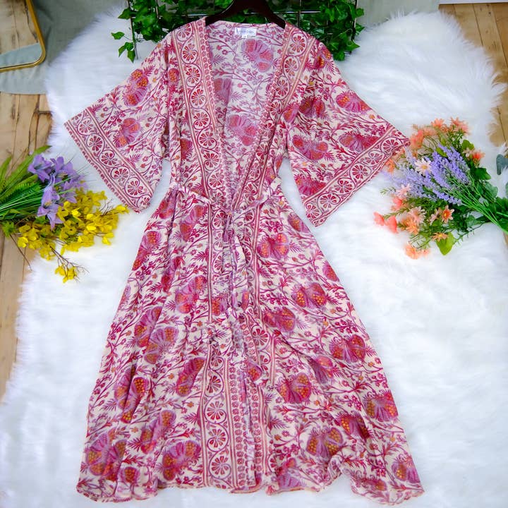 Karma Nepal Crafts - Wholesale Kimono - Women's - Silk Bohemian Style Long Kimono