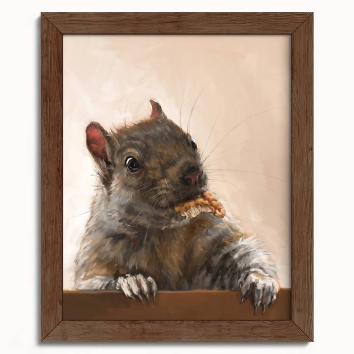The Ugly Cat Studio - Wholesale Art Print - Grey Squirrel with a Walnut Fine Art Print11