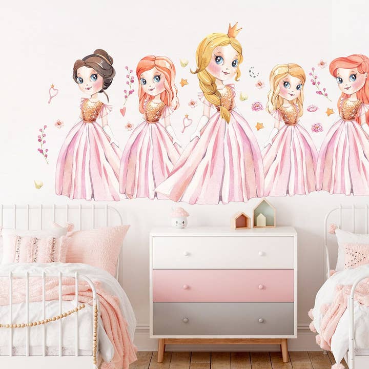 Shimmering Princesses Wall Decal for Girls Room Decor for wholesale by WallKoala