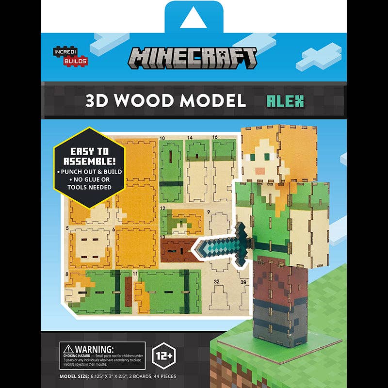 Insight Editions - #1 Pop Culture Publisher - Wholesale DIY Craft Kit - IncrediBuilds: Minecraft: Alex 3D Wood Model Kit0