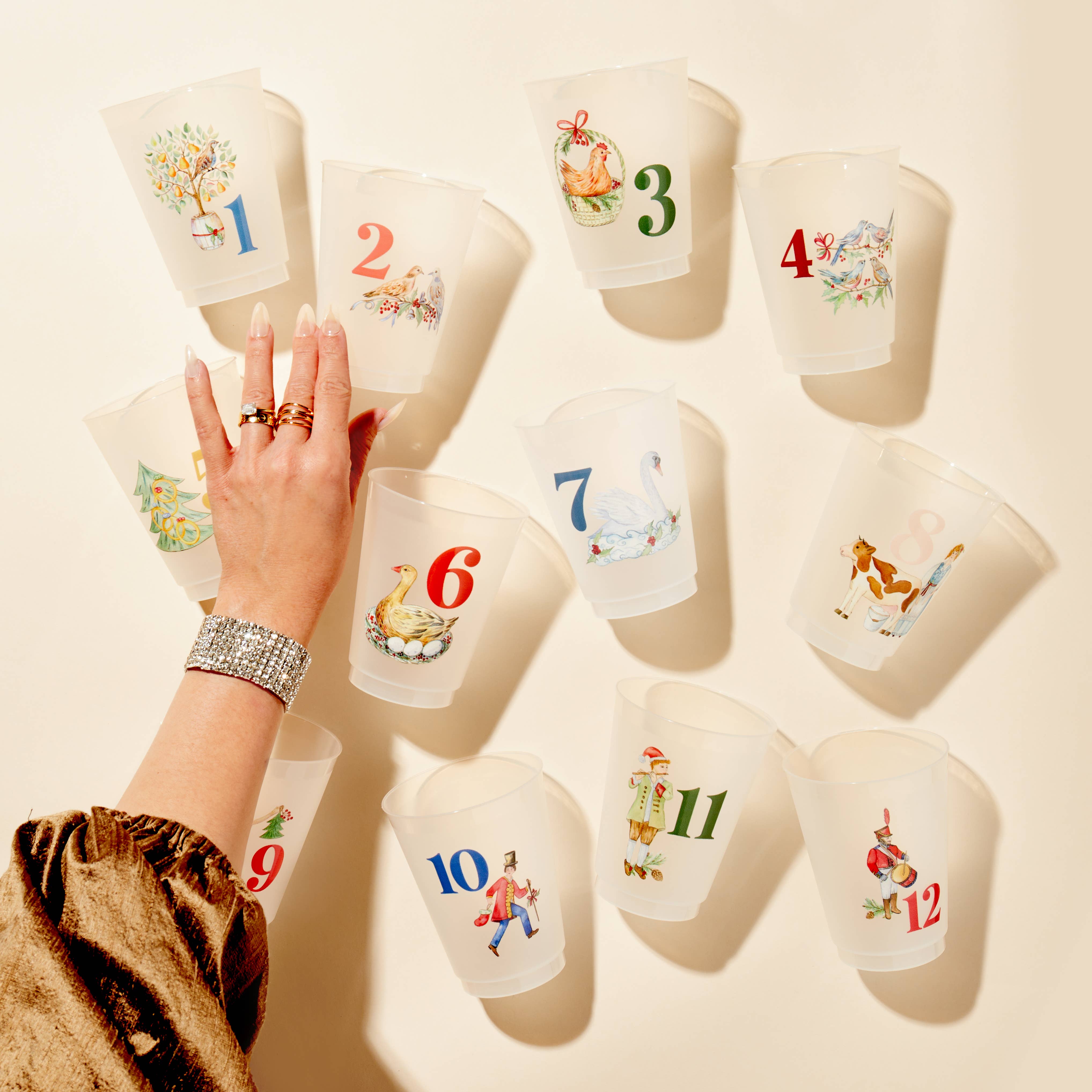 Sip Hip Hooray – wholesale Disposable cup – 12 Days of Christmas Frosted Cups / 12 Cups - Christmas15