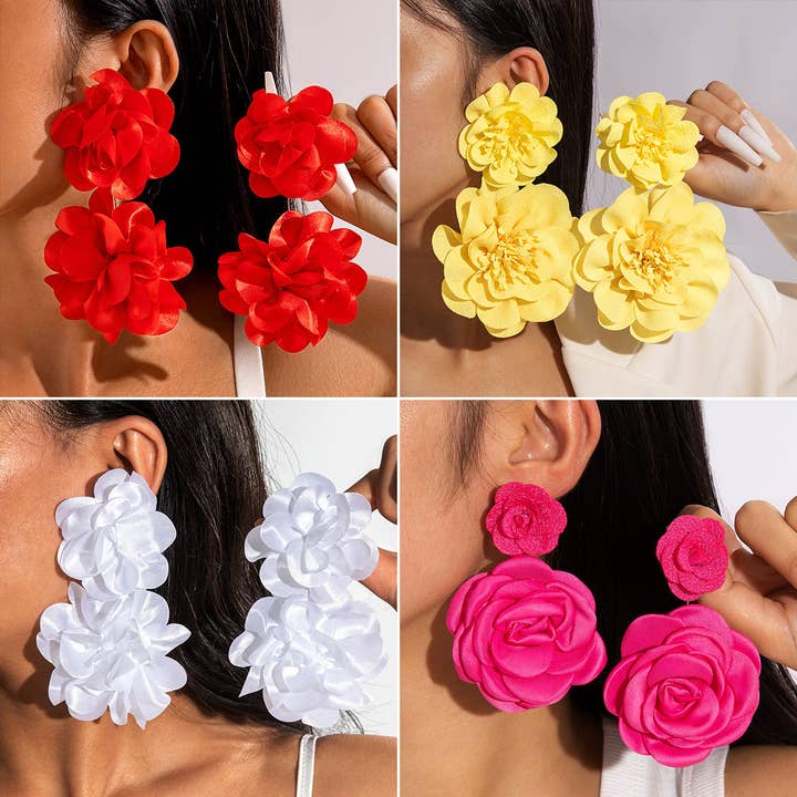 Colorful Floral Statement Earrings Handmade Resin Dangle Earrings for wholesale by DREAM VERA APPAREL