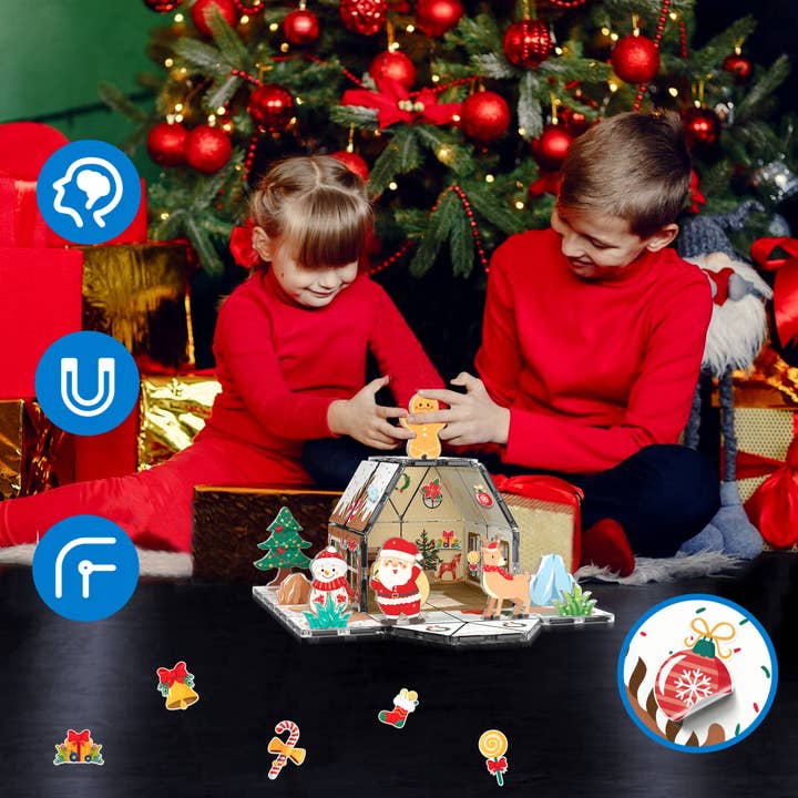 PicassoTiles - Wholesale Building Set - Kids - PicassoTiles Gingerbread House Magnetic Tiles - 46 Pieces