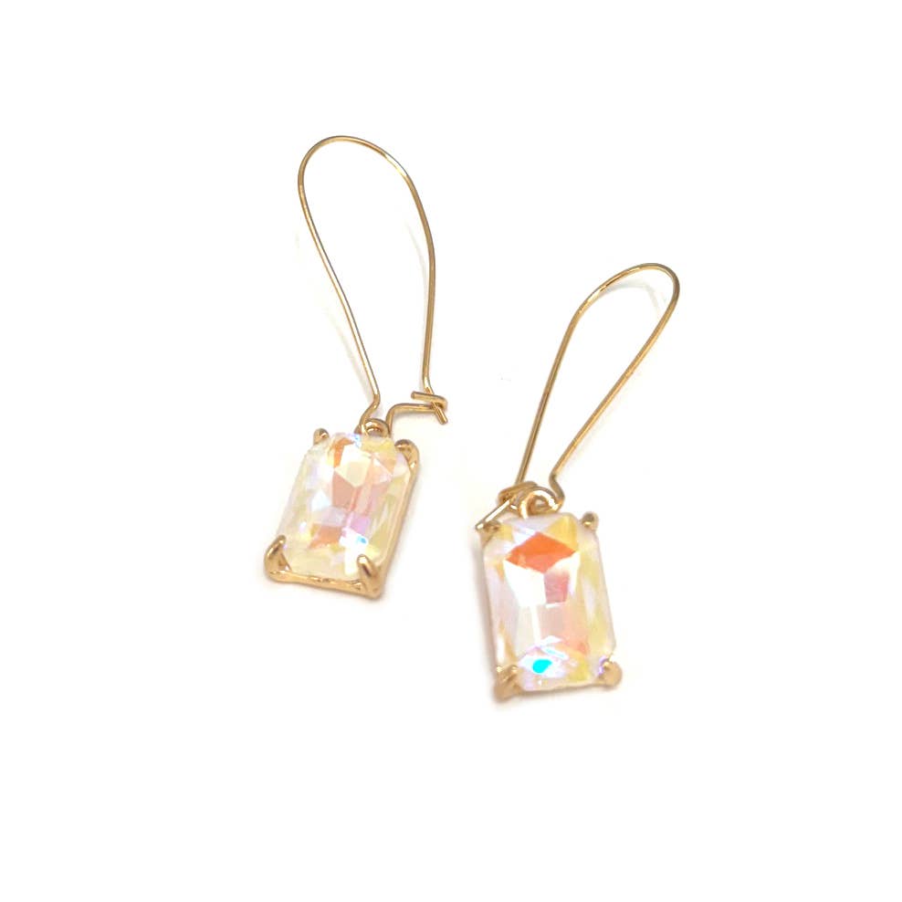 StarryNYC - Wholesale Dangle Earrings - Midi Rectangle Glass Bead with Kidney Wire Dangle Earrings12